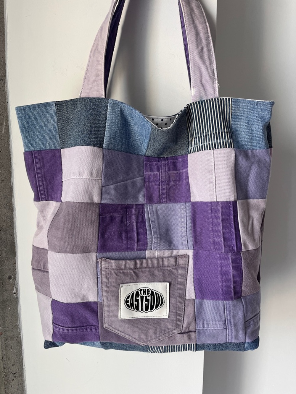 🔥CLEAROUT🔥3/$25🔥Patchwork Handcrafted Lavender Denim Upcycled Tote One of a Kind